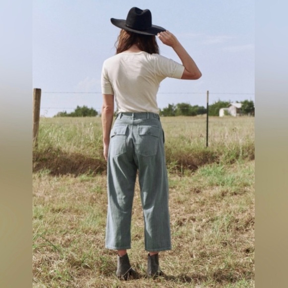 THE GREAT. Pants - The GREAT. High Waisted Herringbone Trooper Pant in Carolina
